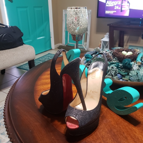Authentic Christian Louboutin size 37 Black Glitt - Picture 11 of 16
